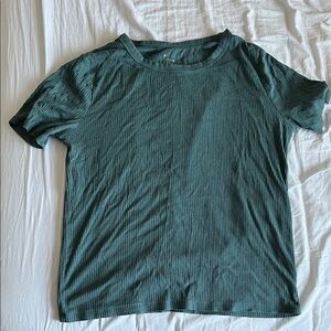A New Day Teal Short Sleeve Ribbed Top